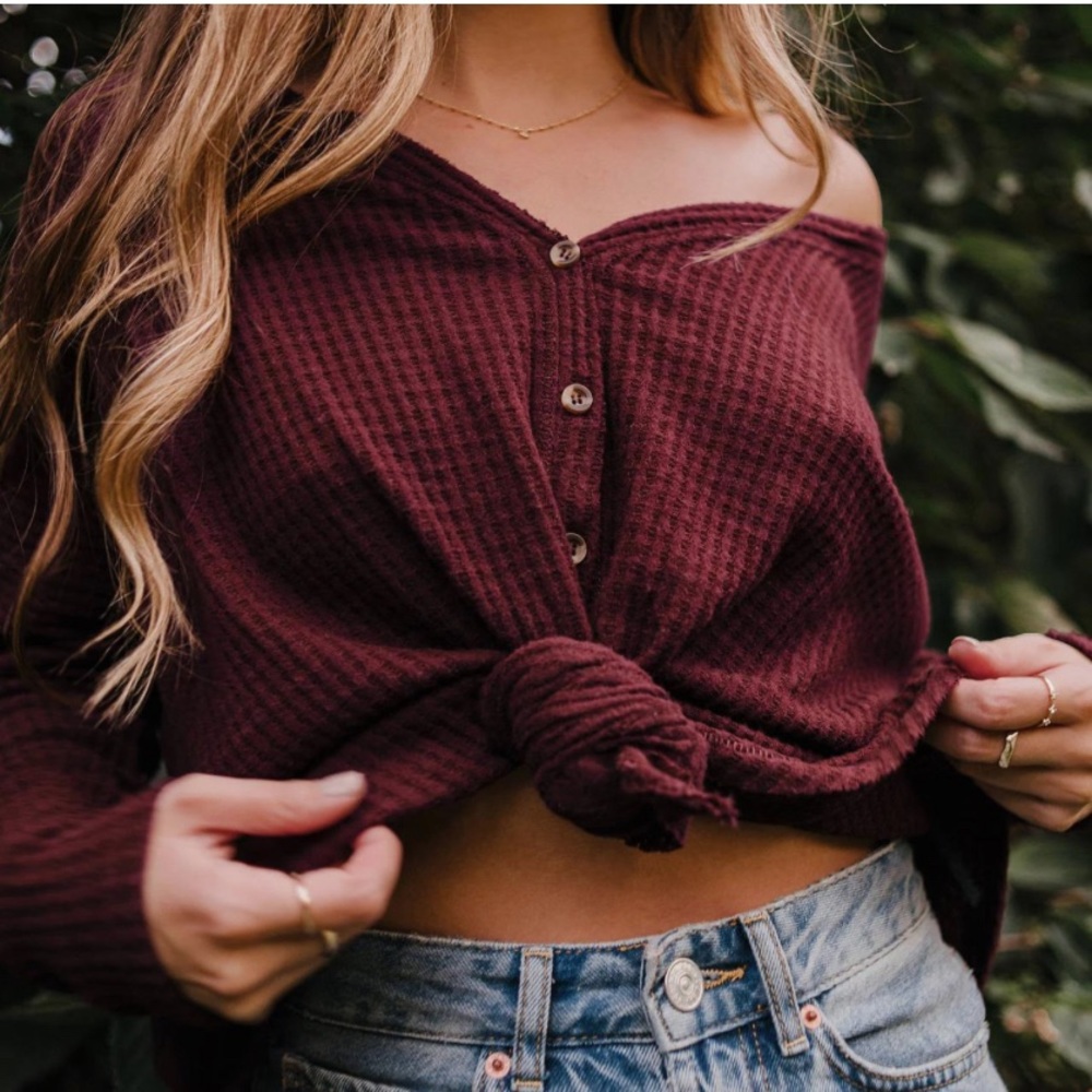 Urban Outfitters Out From Under Jojo Oversized Thermal Button Top